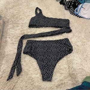 NWOT - Dalmatian Cut-out One Shoulder Bikini Swimsuit